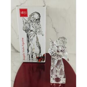 Mikasa Angelic Violin Figurine Clear Crystal Art Glass 8" Herald Collection 90's